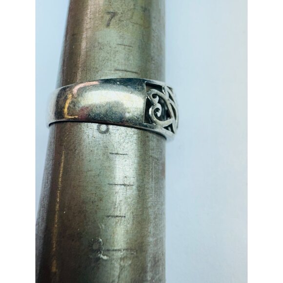 Vintage Estate Sterling Silver 925 Scroll Wide Band Ring Size 8, 2.6g NR Marked - Picture 11 of 12
